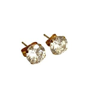 Vintage 10K Gold Faux Diamond Stud Earrings 14k